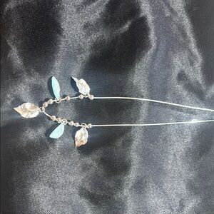 Silver and Blue Leaf Necklace